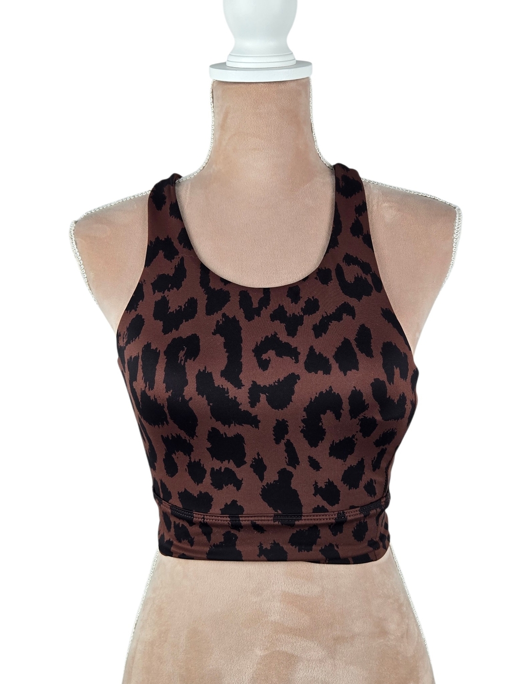 Allfenix Leopard Print Racerback Sports Bra Brown Size Small